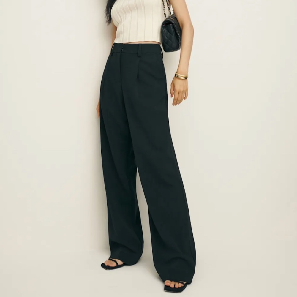 Reformation Alex Mid Rise Black Dress Pant
